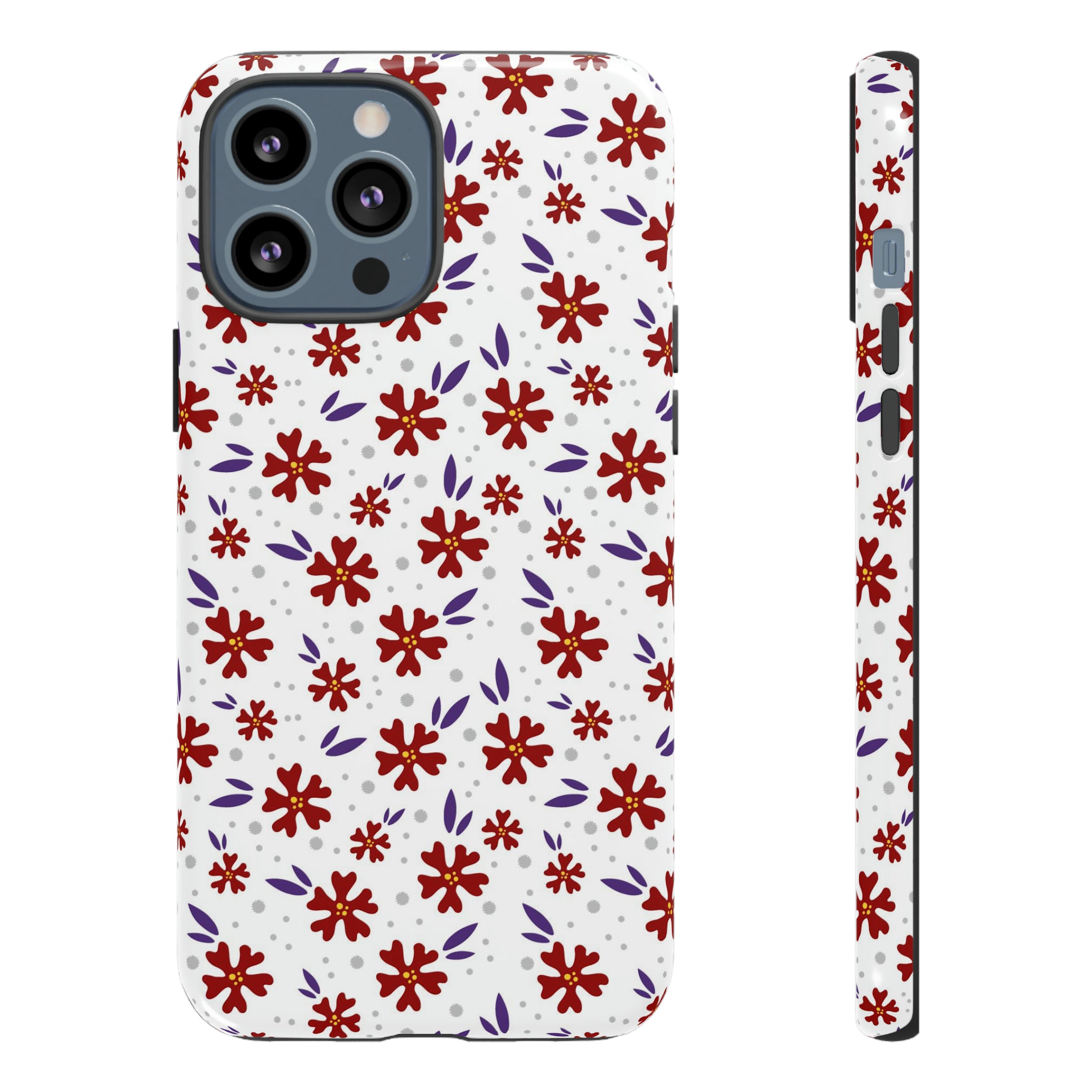 Red Flower Pattern - Protective Phone Case