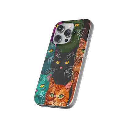 Teal Cat Grid iPhone 14 Pro Case - Soft
