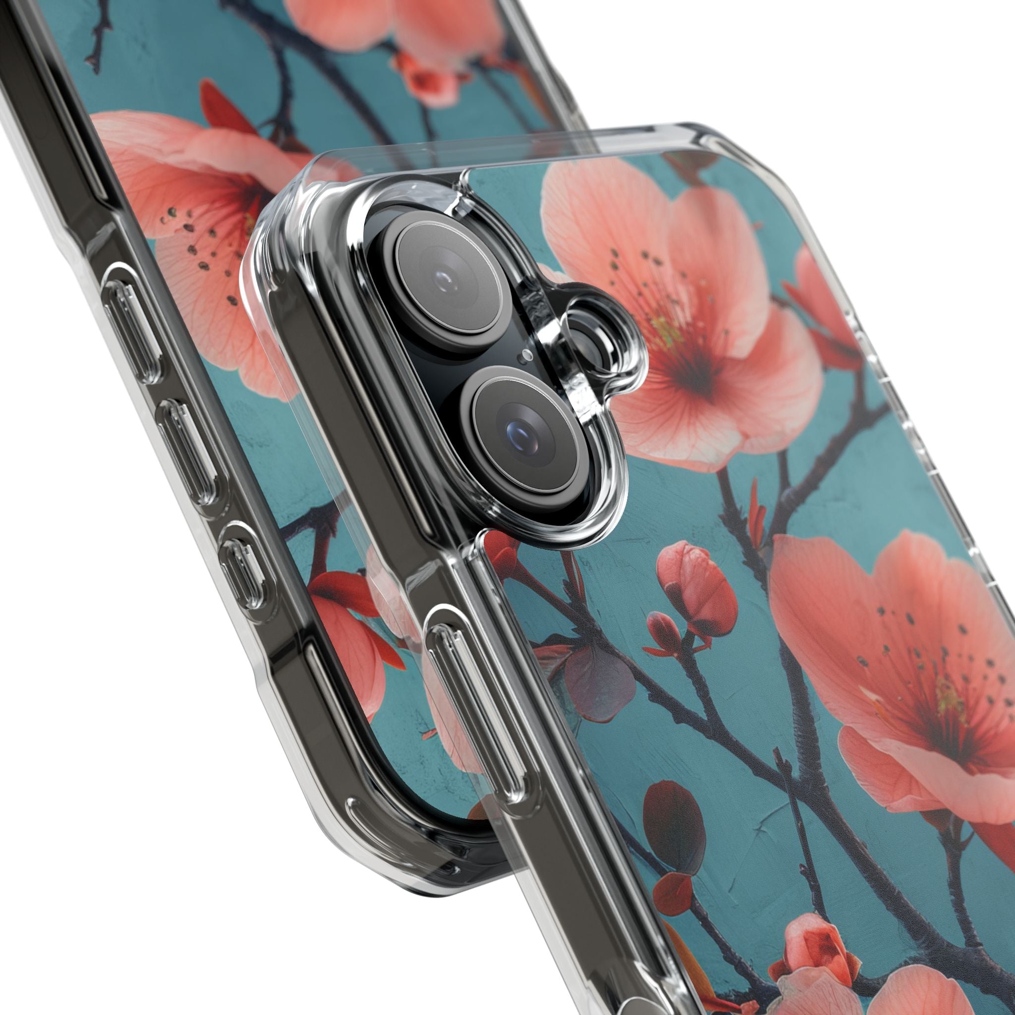 Teal Coral Blossom - Clear Impact iPhone 16 Phone Case