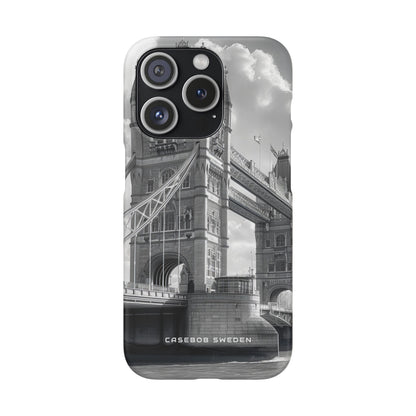 Tower Bridge Monochrome Architecture Study iPhone 15 - Slim Phone Case