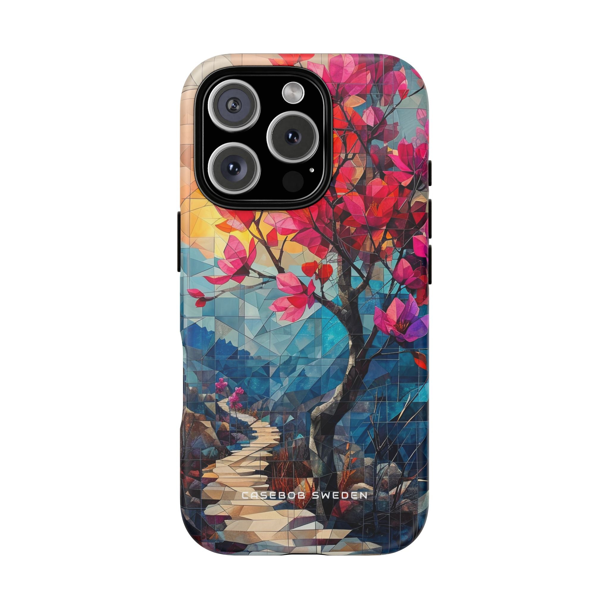 Vibrant Geometric Tree Landscape iPhone 16 - Tough Phone Case