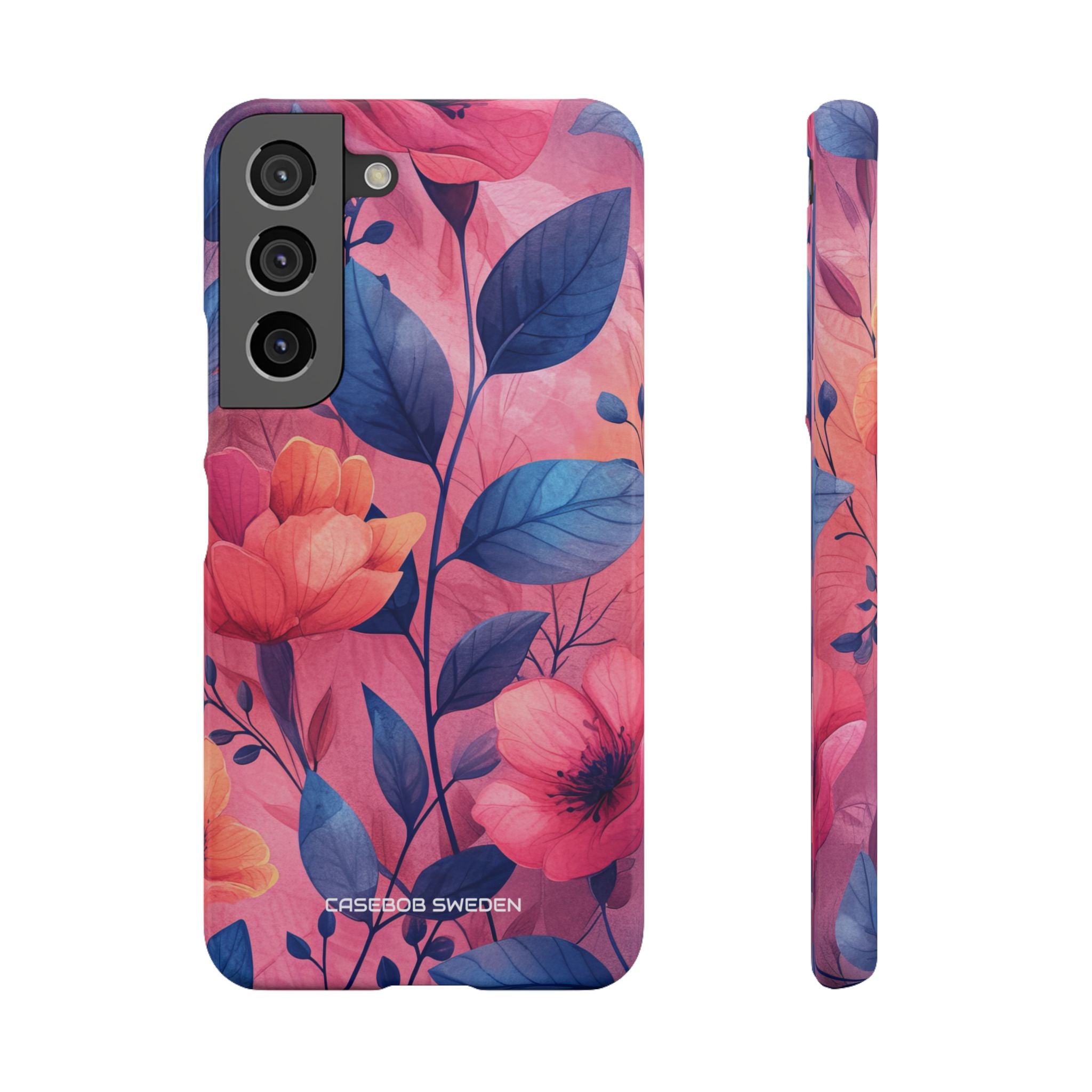 Pink Blue Floral - Slim Samsung S22 Phone Case