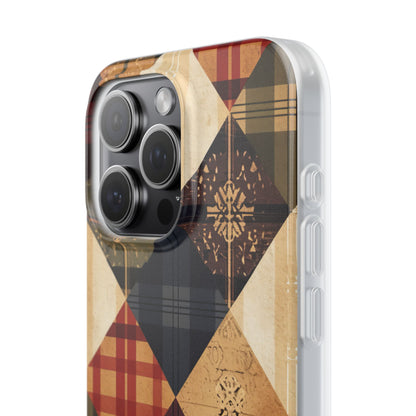 Rustic Geometric Patchwork Harmony iPhone 15 - Flexi Phone Case