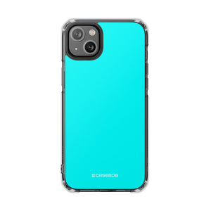 Cyan-Blau | Handyhülle für iPhone (Clear Impact Case – magnetisch) 