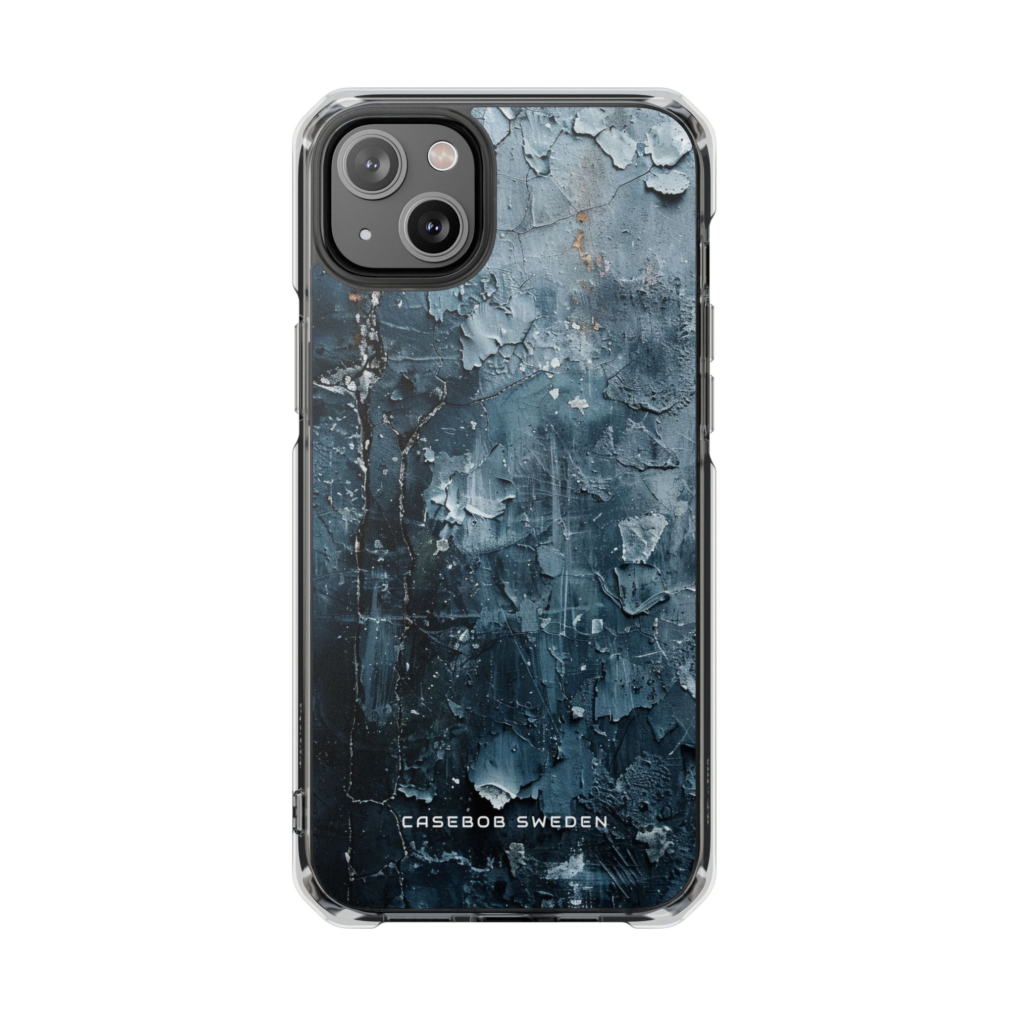 Weathered Blue Tapestry with Cracked Layers iPhone 14 - Clear Impact Phone Case