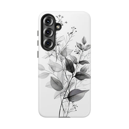 Veined Leaves Gray Samsung S25 Plus Case - Tough