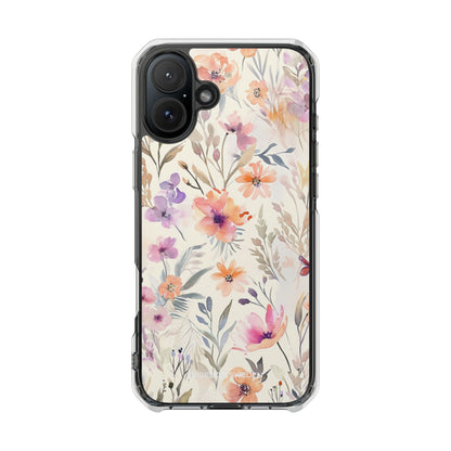 Soft Pink Floral Watercolor Design - Clear Impact iPhone 16 Phone Case