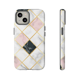 Pink Marble Geometric iPhone Case (Protective) iPhone 14 Matte Phone Case