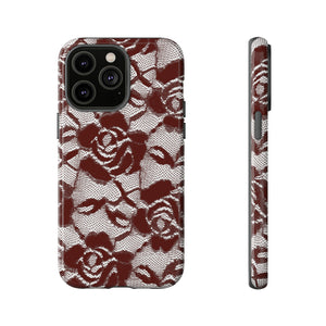 Rote Spitze Gothic Blume - Schutzhülle für Handy