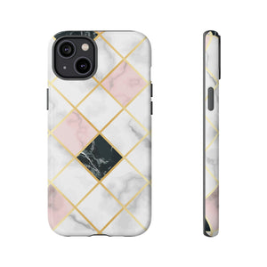 Pink Marble Geometric iPhone Case (Protective) iPhone 14 Plus Matte Phone Case