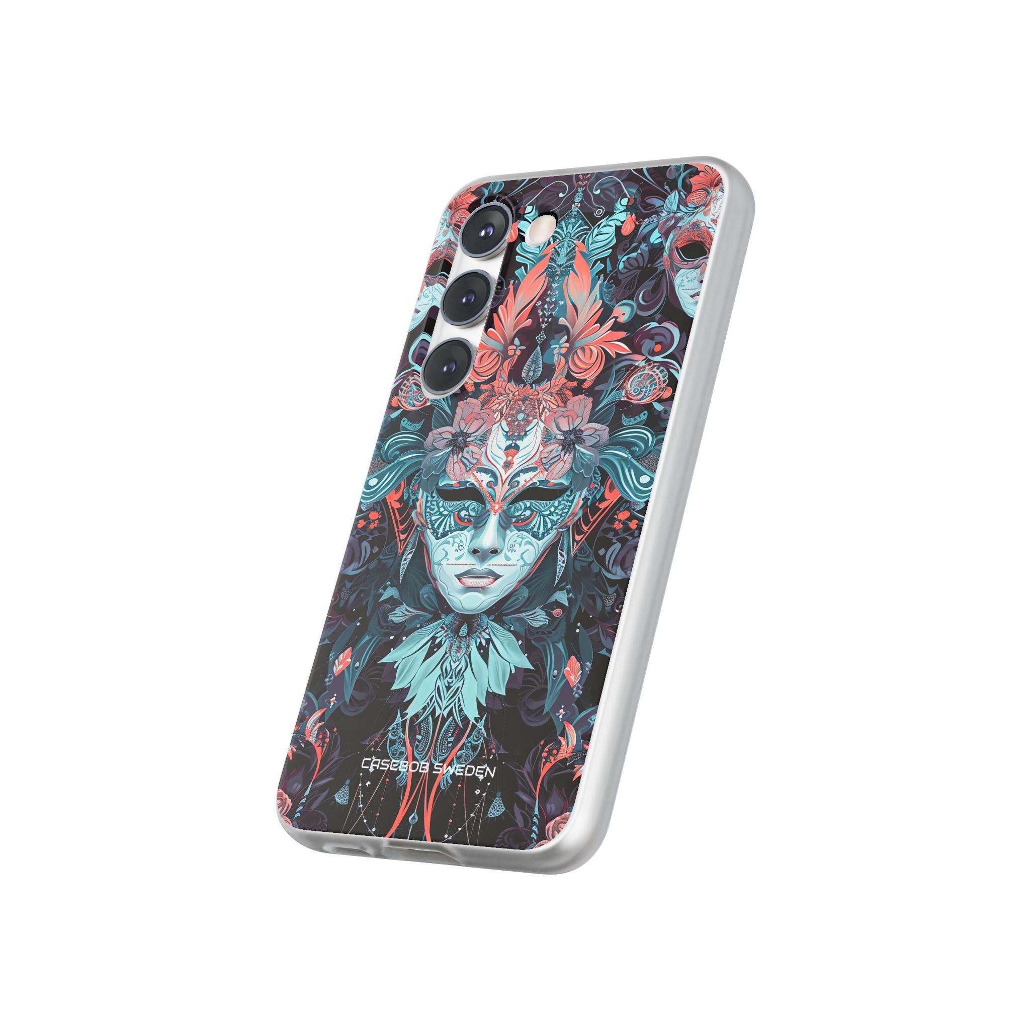 Mystic Teal Coral Mask - Flexi Samsung S23 Phone Case