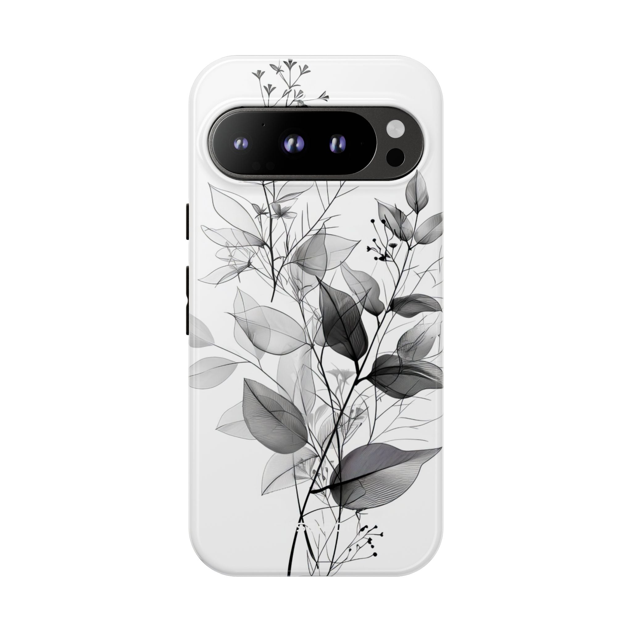 Veined Leaves Gray Google Pixel 9 Pro Case - Tough