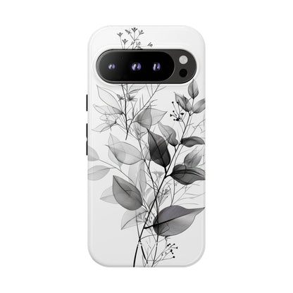 Veined Leaves Gray Google Pixel 9 Pro Case - Tough