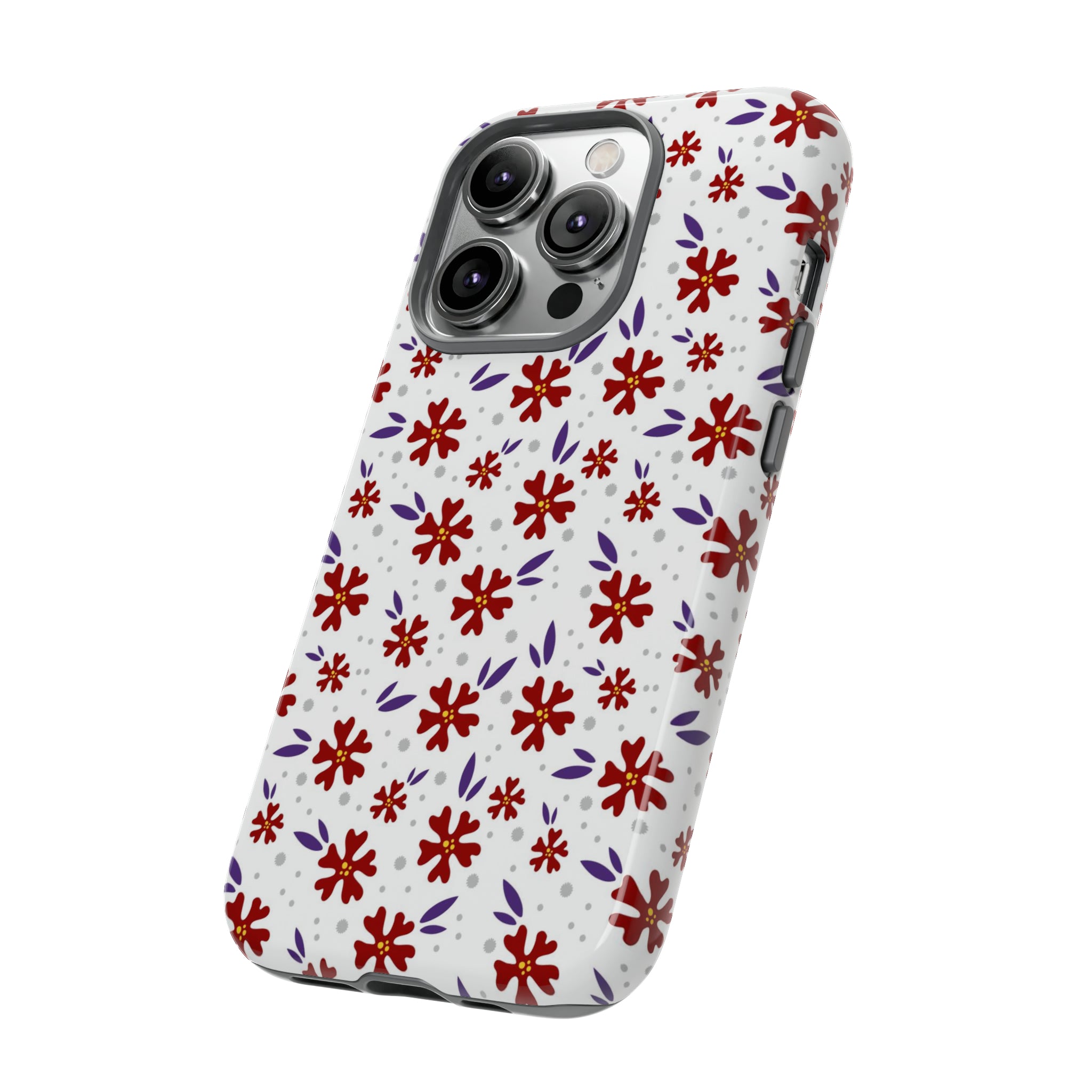 Red Flower Pattern - Protective Phone Case