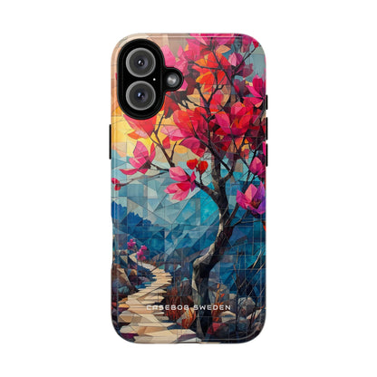 Vibrant Geometric Tree Landscape iPhone 16 | Tough+ Phone Case