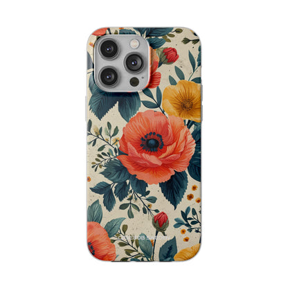 Vibrant Botanical Poppies - Flexi iPhone 14 Phone Case