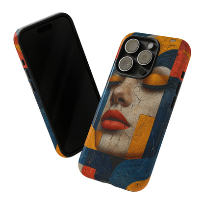 Blue Lady's Geometric Elegance - Protective Phone Case