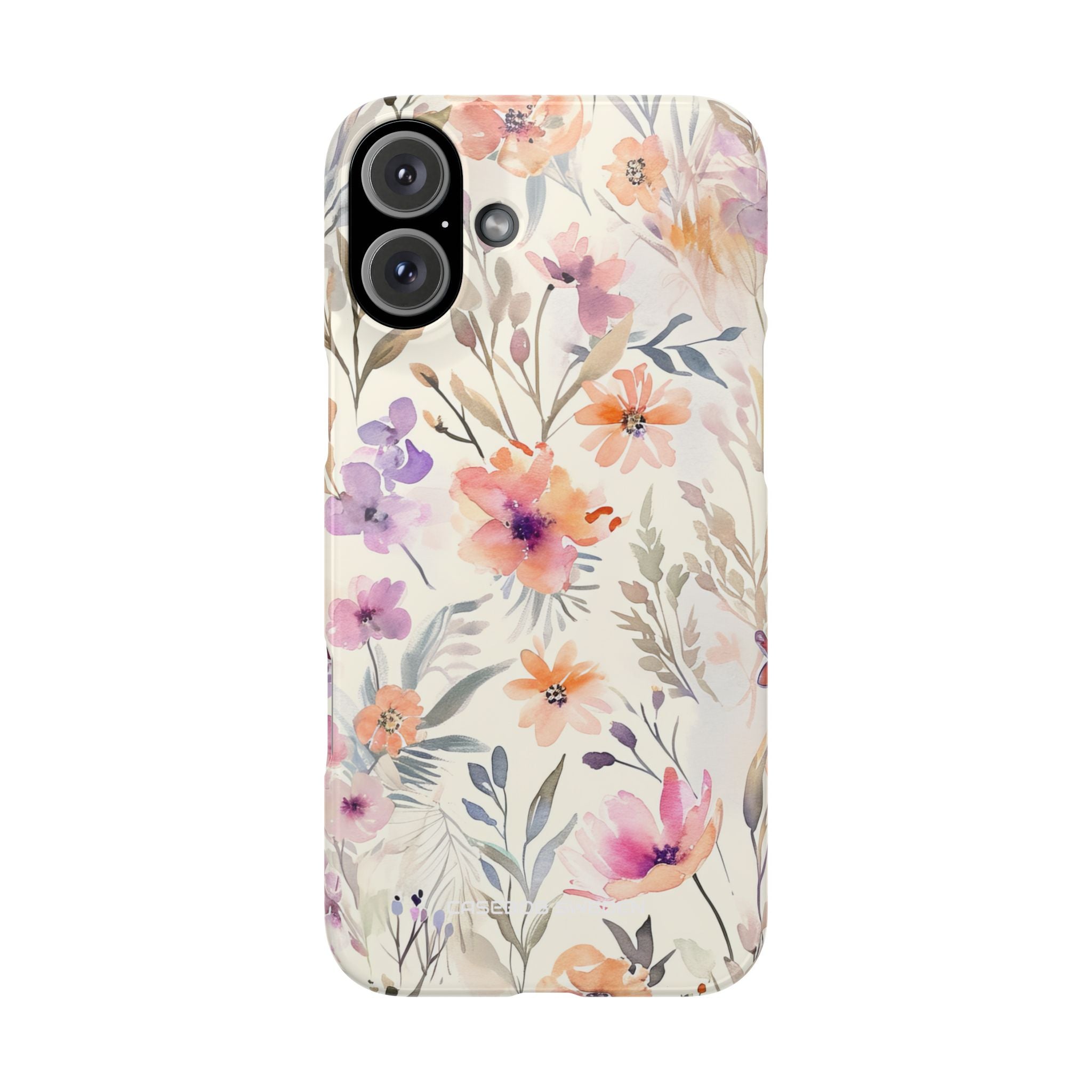 Soft Pink Floral Watercolor Design - Slim iPhone 16 Phone Case