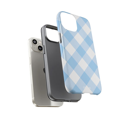 Soft Blue Gingham Elegance - iPhone Case