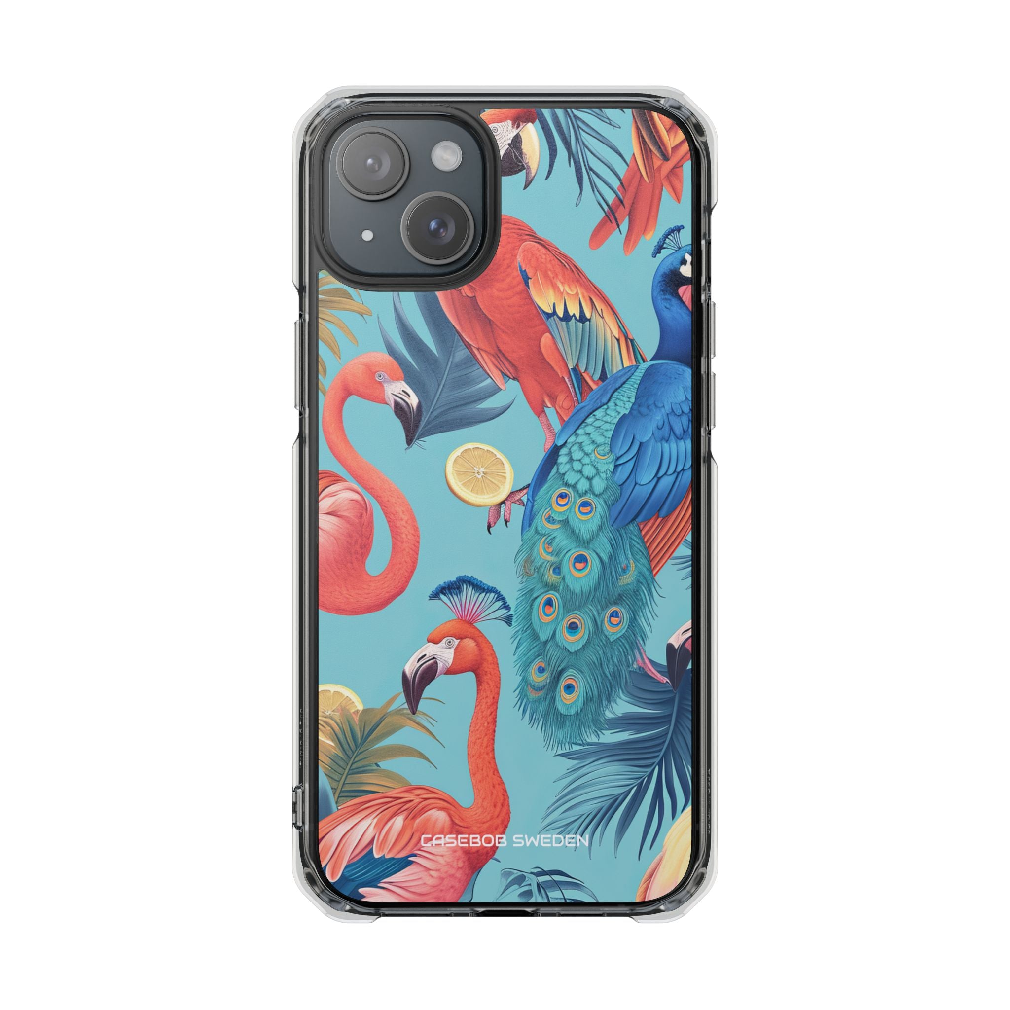 Tropical Flamingo Bliss - Clear Impact iPhone 15 Phone Case