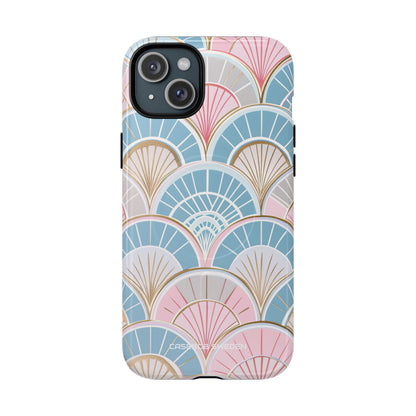 Art Deco Pastel Fan Pattern - Tough + MagSafe® iPhone 15 Phone Case