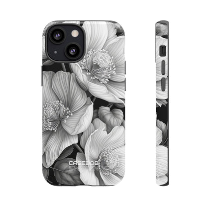 Monochrome Petal Dance iPhone 13 - Tough