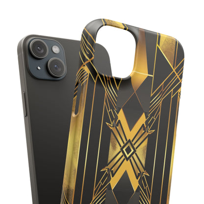 Golden Geometric Elegance iPhone 15 - Slim Phone Case