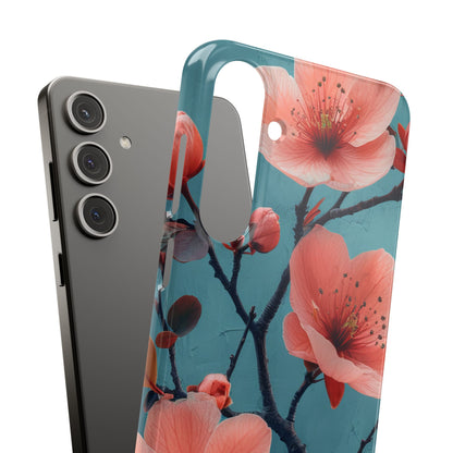 Teal Coral Blossom - Slim Samsung S24 Phone Case