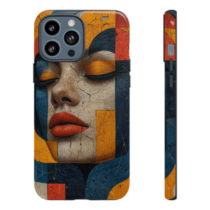 Blue Lady's Geometric Elegance - Protective Phone Case