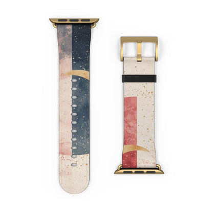 Golden Crescents Crimson - Watch Band