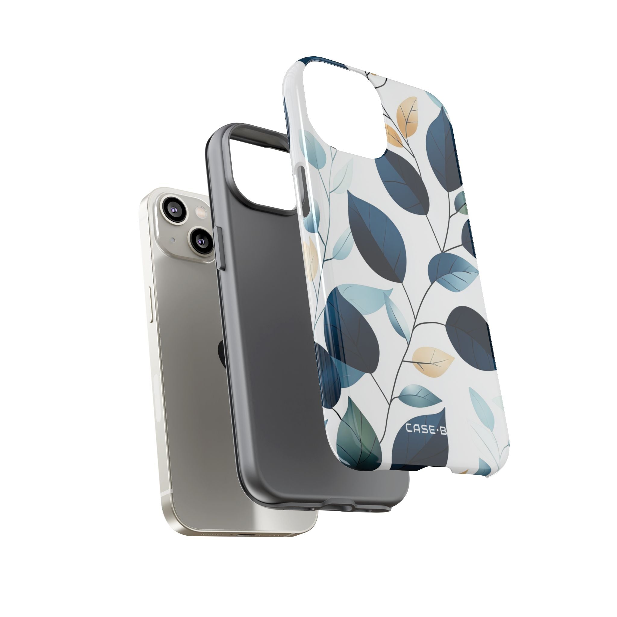 Navy Leaf Veins iPhone 14 Case - Tough