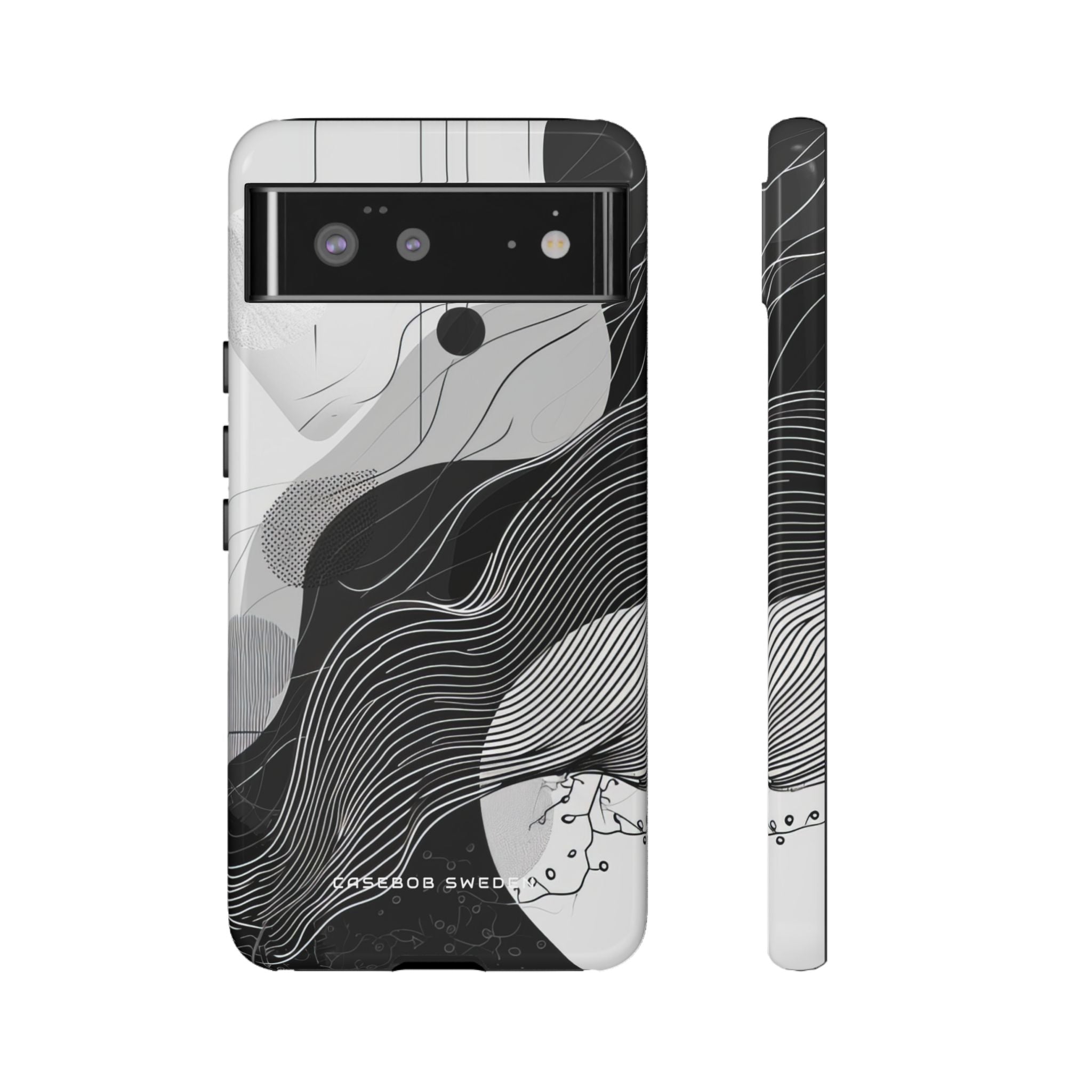 Fluid Rhythms: Monochrome Line Flow Google Pixel 6 - Tough Phone Case