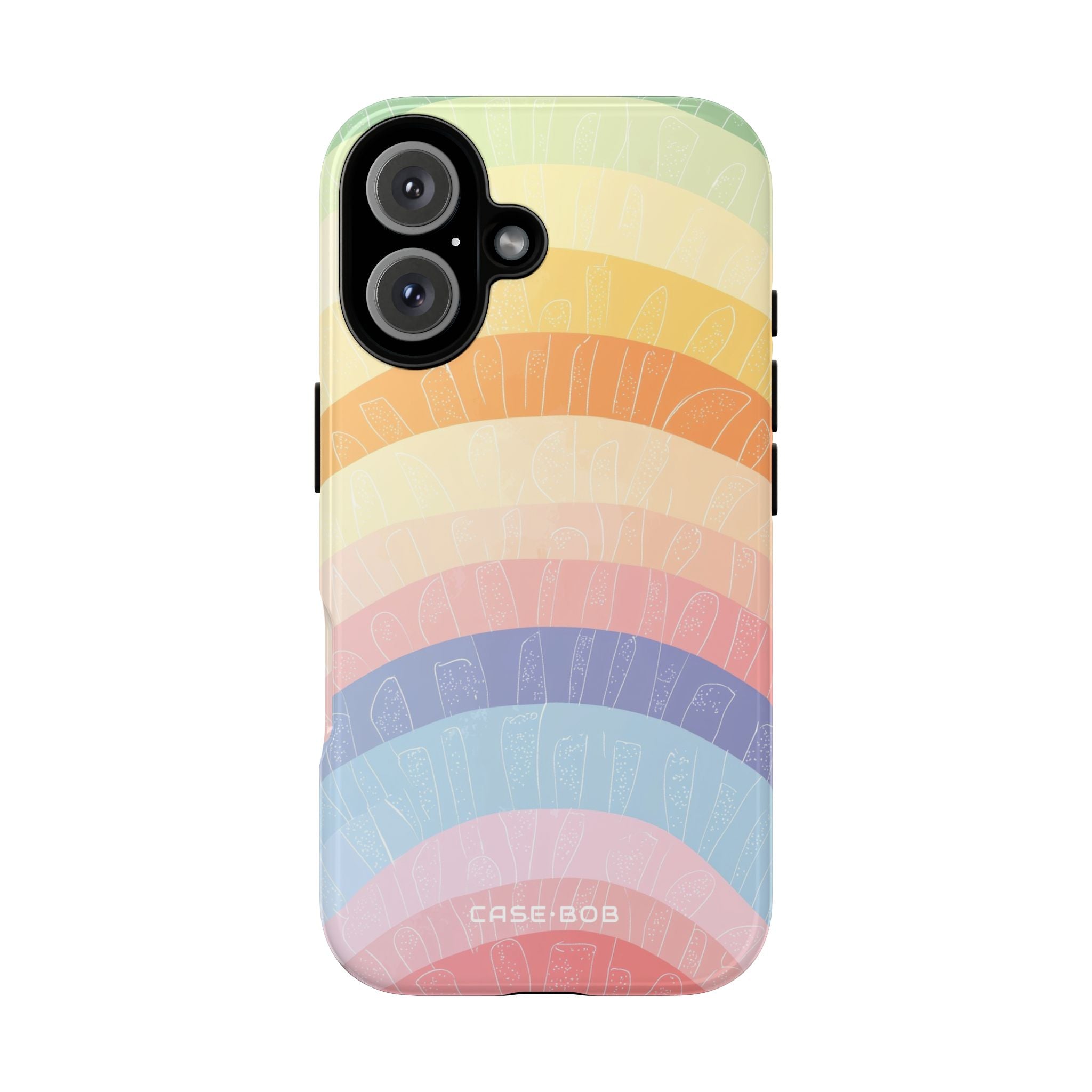 Pastel Rainbow Bands iPhone 16 Plus Case - Tough