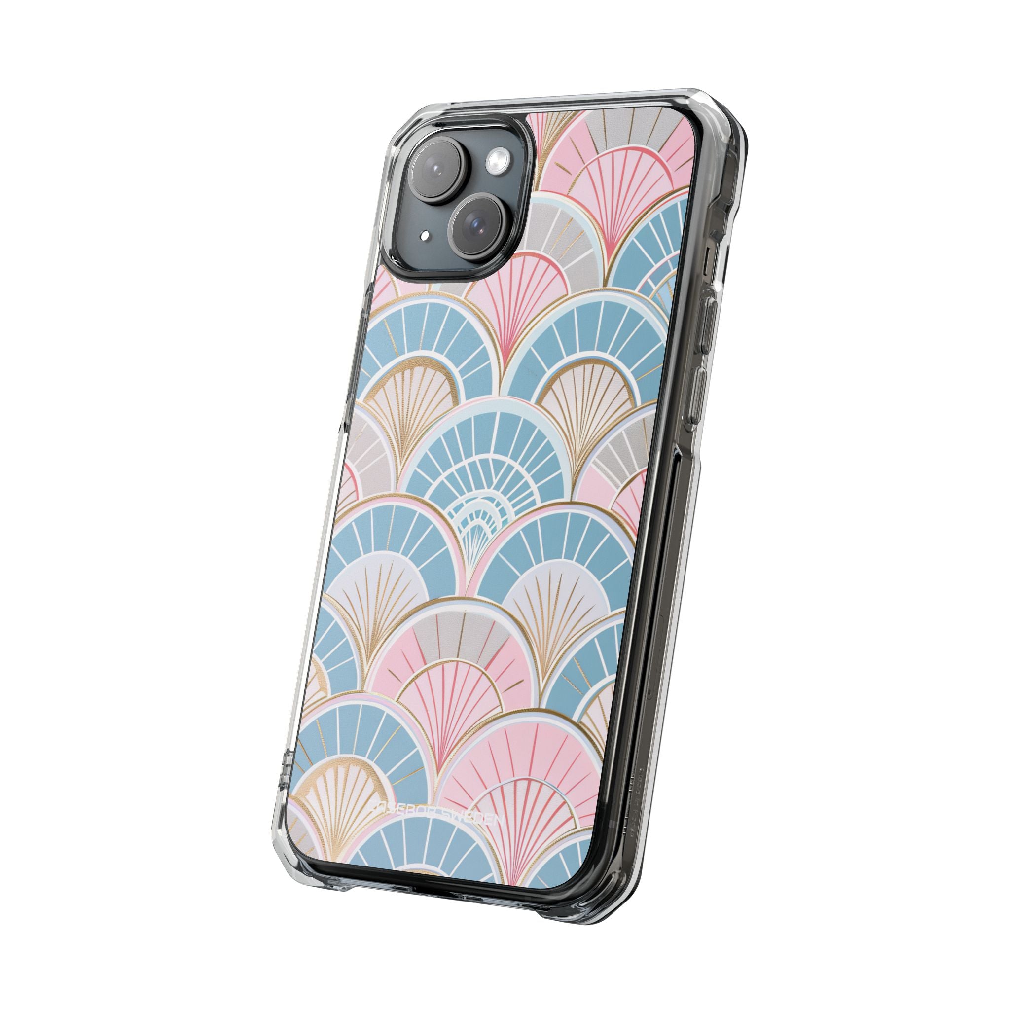 Art Deco Pastel Fan Pattern - Clear Impact iPhone 15 Phone Case