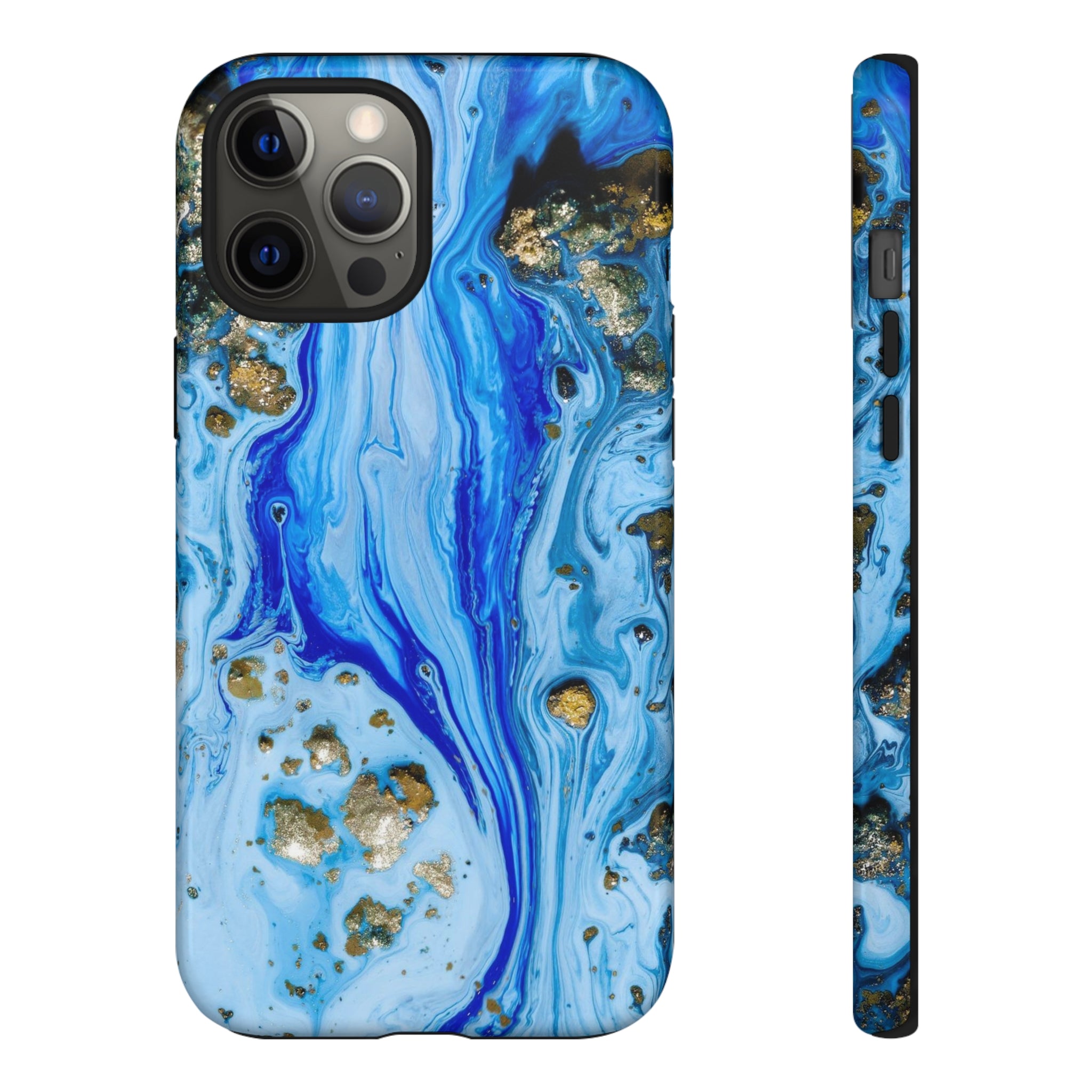 Blue Ice Ink Art iPhone Case (Protective) iPhone 12 Pro Max Glossy Phone Case