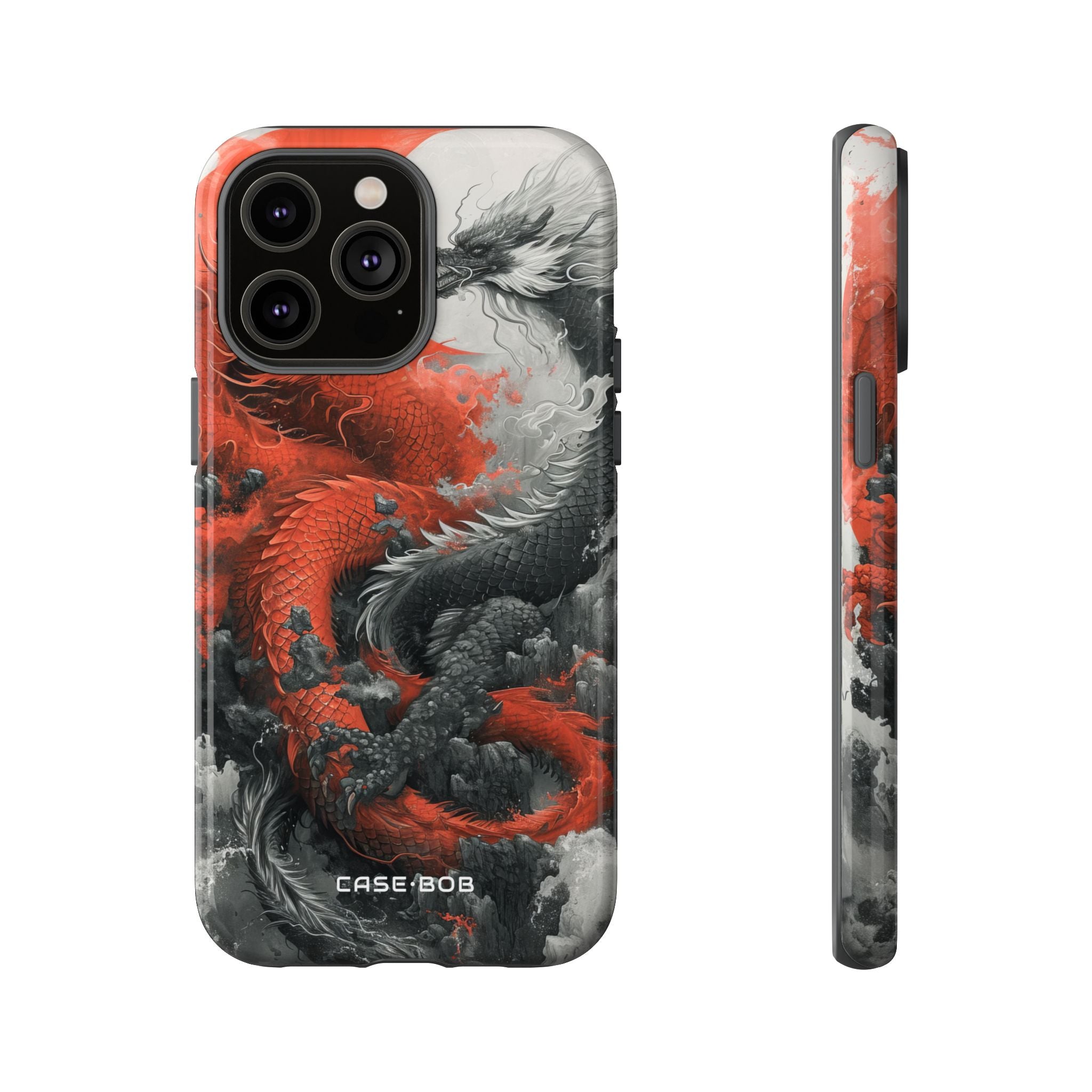 Twin Dragons Crimson iPhone 14 Pro Max Case - Tough