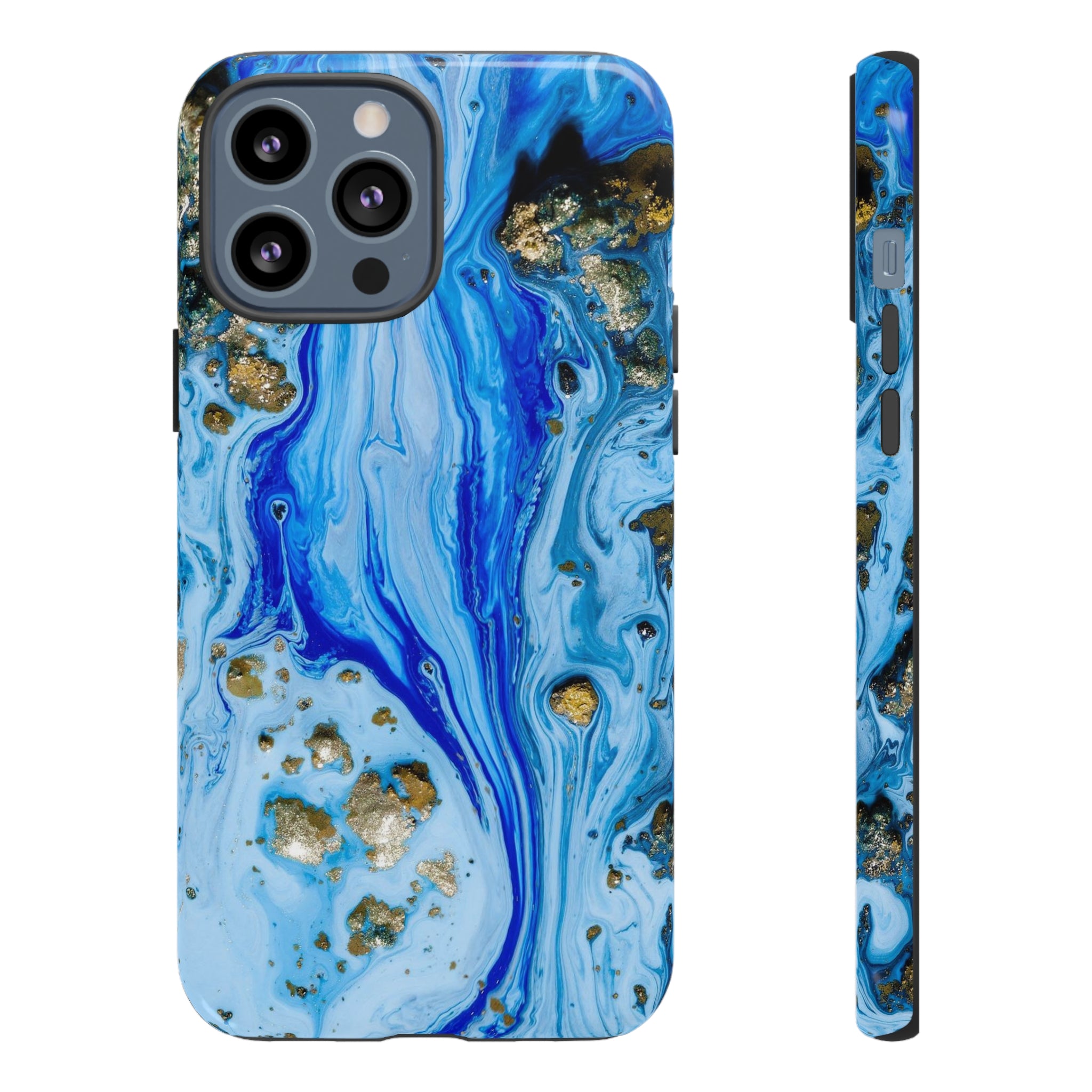 Blue Ice Ink Art iPhone Case (Protective) iPhone 13 Pro Max Glossy Phone Case