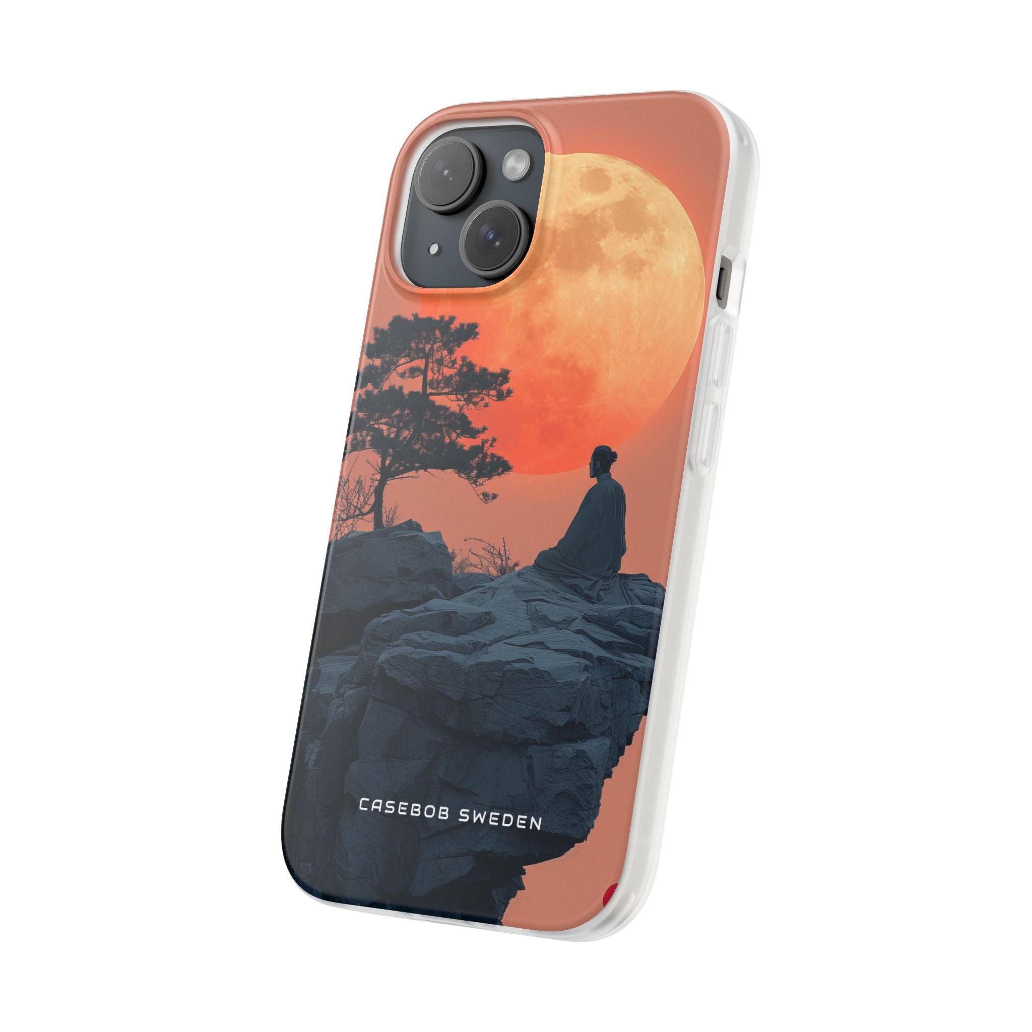 Zen Tranquility Under a Red Moon iPhone 15 - Flexi Phone Case