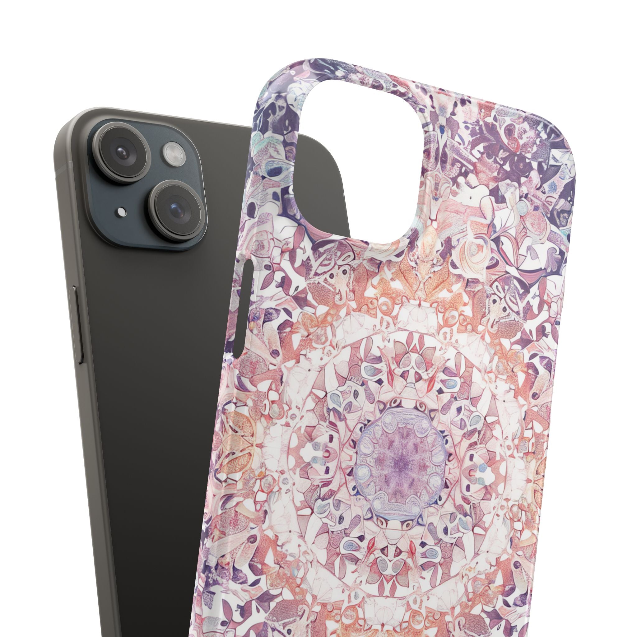 Purple Pink Mandala - Slim iPhone 15 Phone Case