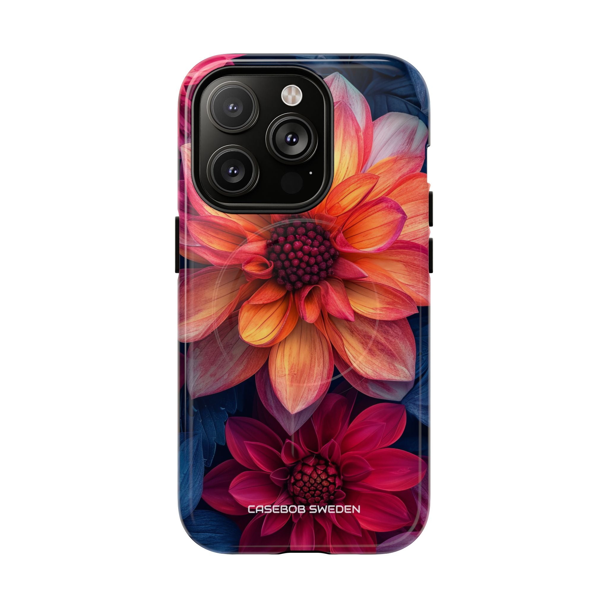 Floral Harmony Orange Blue - Tough + MagSafe® iPhone 14 Phone Case