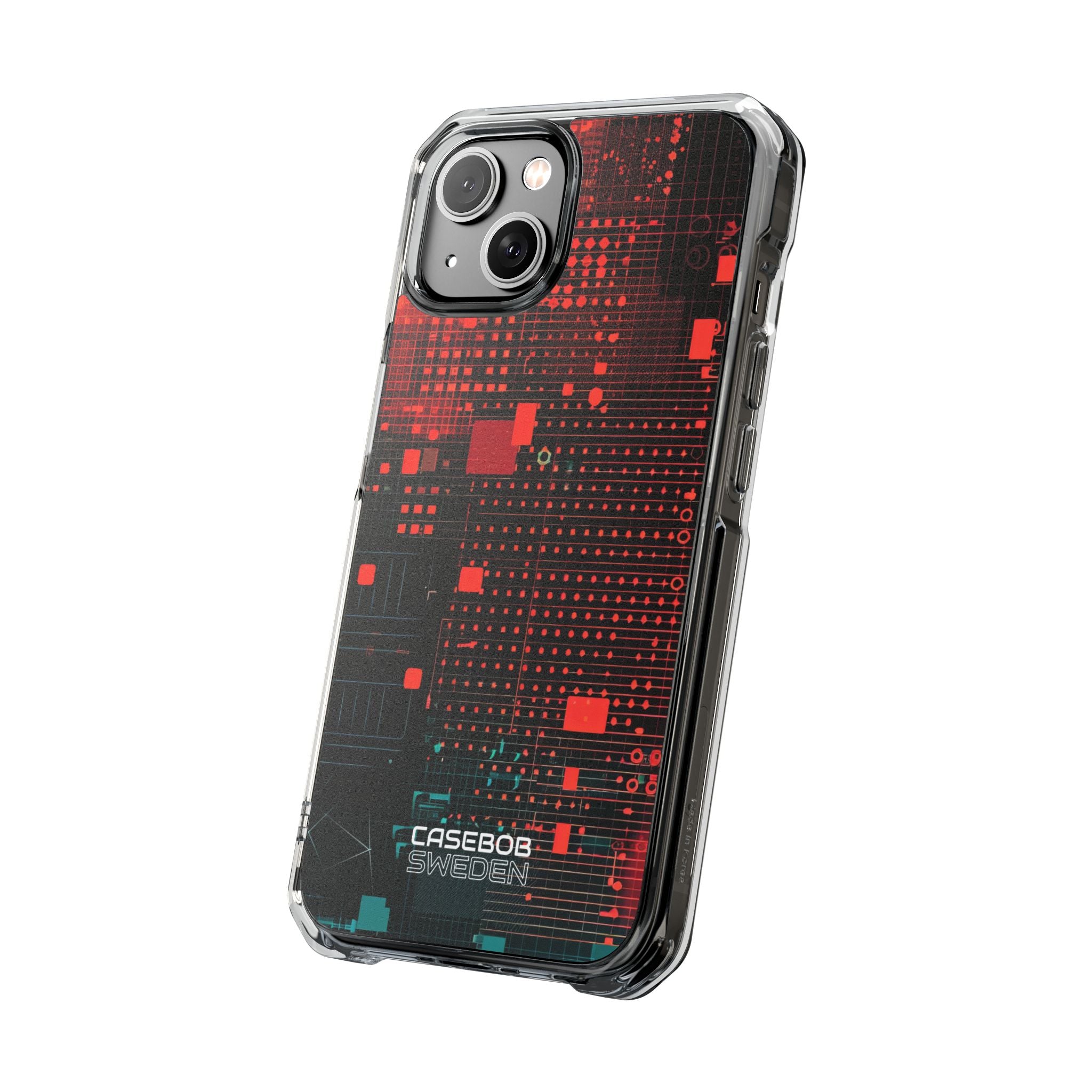 Crimson Circuit Grid iPhone 14 - Impact Clear+