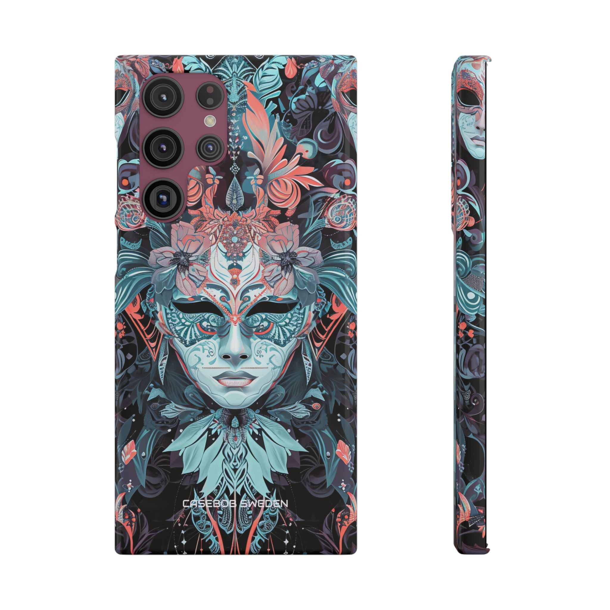 Mystic Teal Coral Mask - Slim Samsung S22 Phone Case