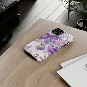 Beautiful vintage purple flower iPhone case (Protective) - Protective Phone Case