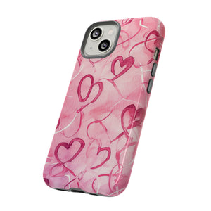 Intertwined Hearts & Cupid - Protective Phone Case