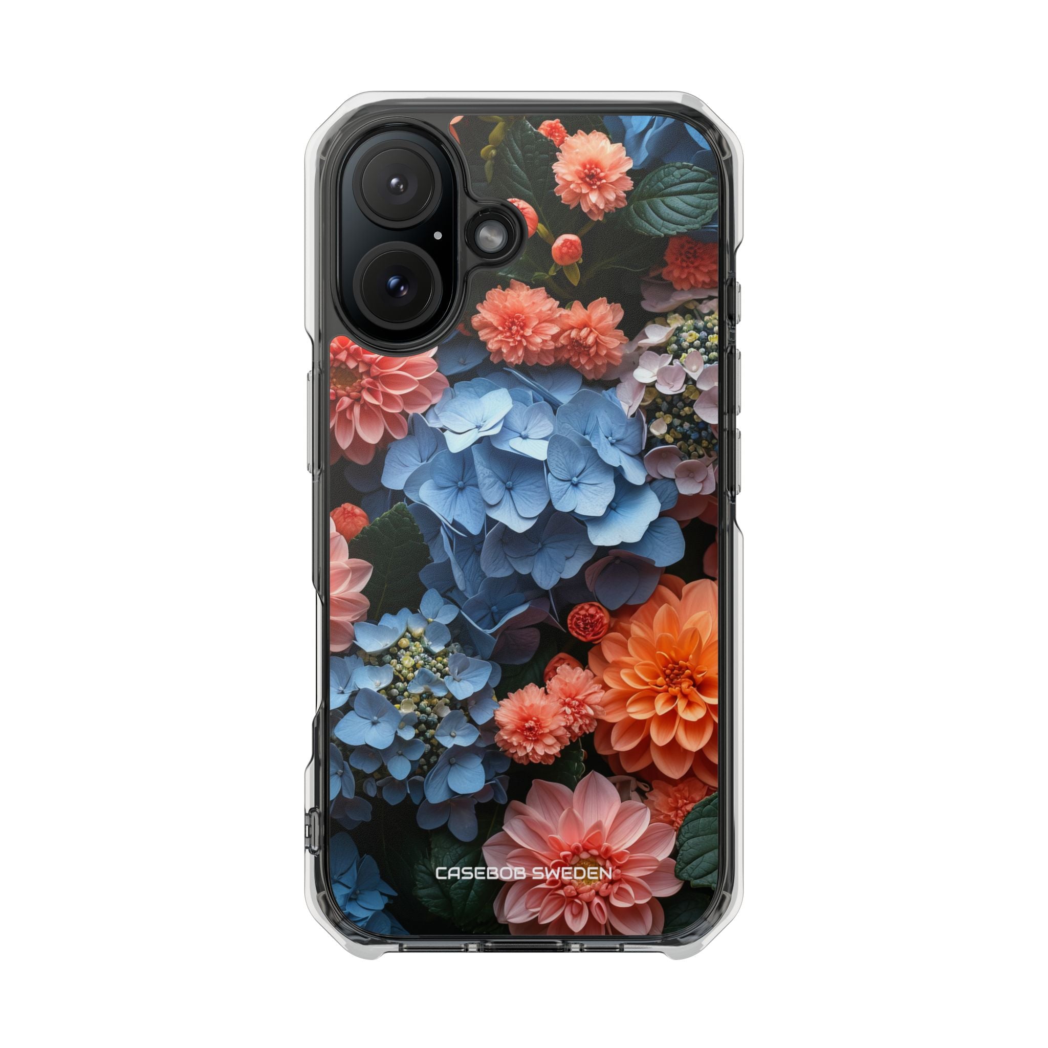 Blue Floral Bliss - Clear Impact iPhone 16 Phone Case