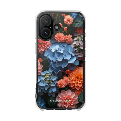 Blue Floral Bliss - Clear Impact iPhone 16 Phone Case