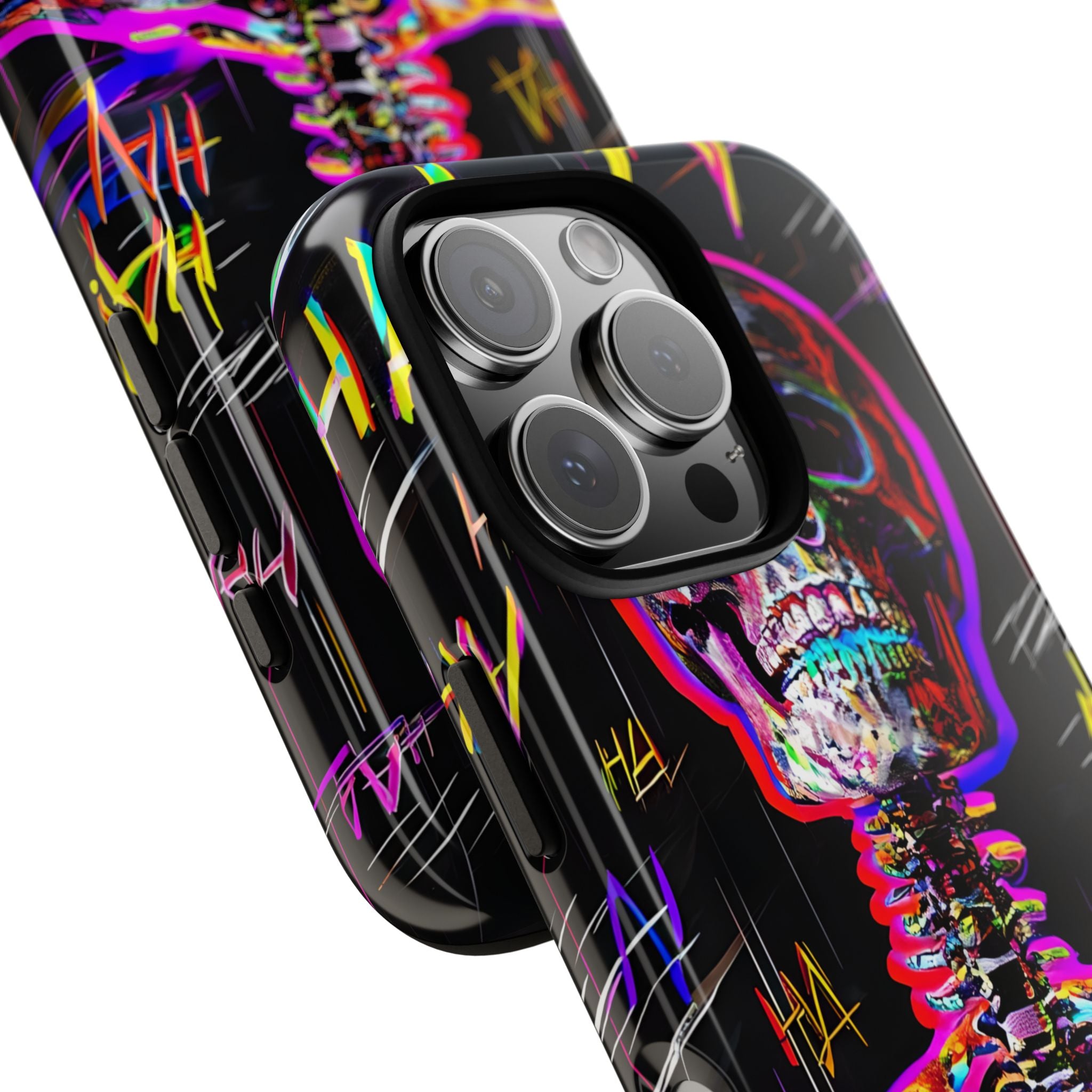 Neon Skeleton Laughter iPhone 16 Pro Case - Tough