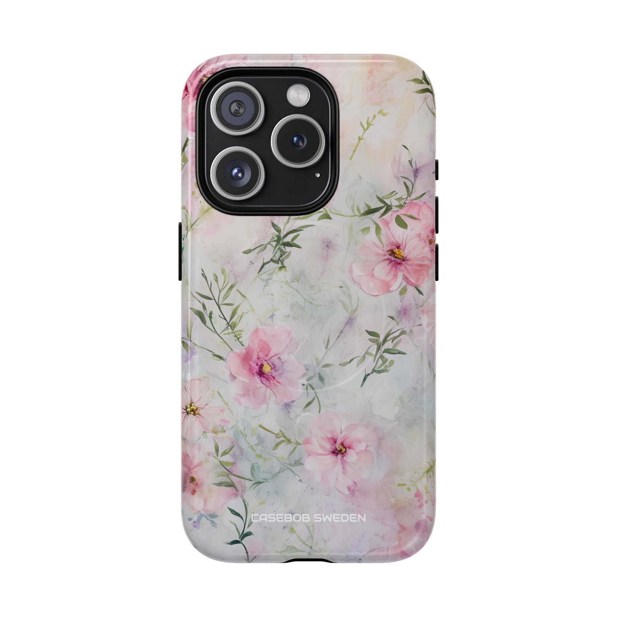 Pink Floral Watercolor Decor - Tough + MagSafe® iPhone 15 Phone Case