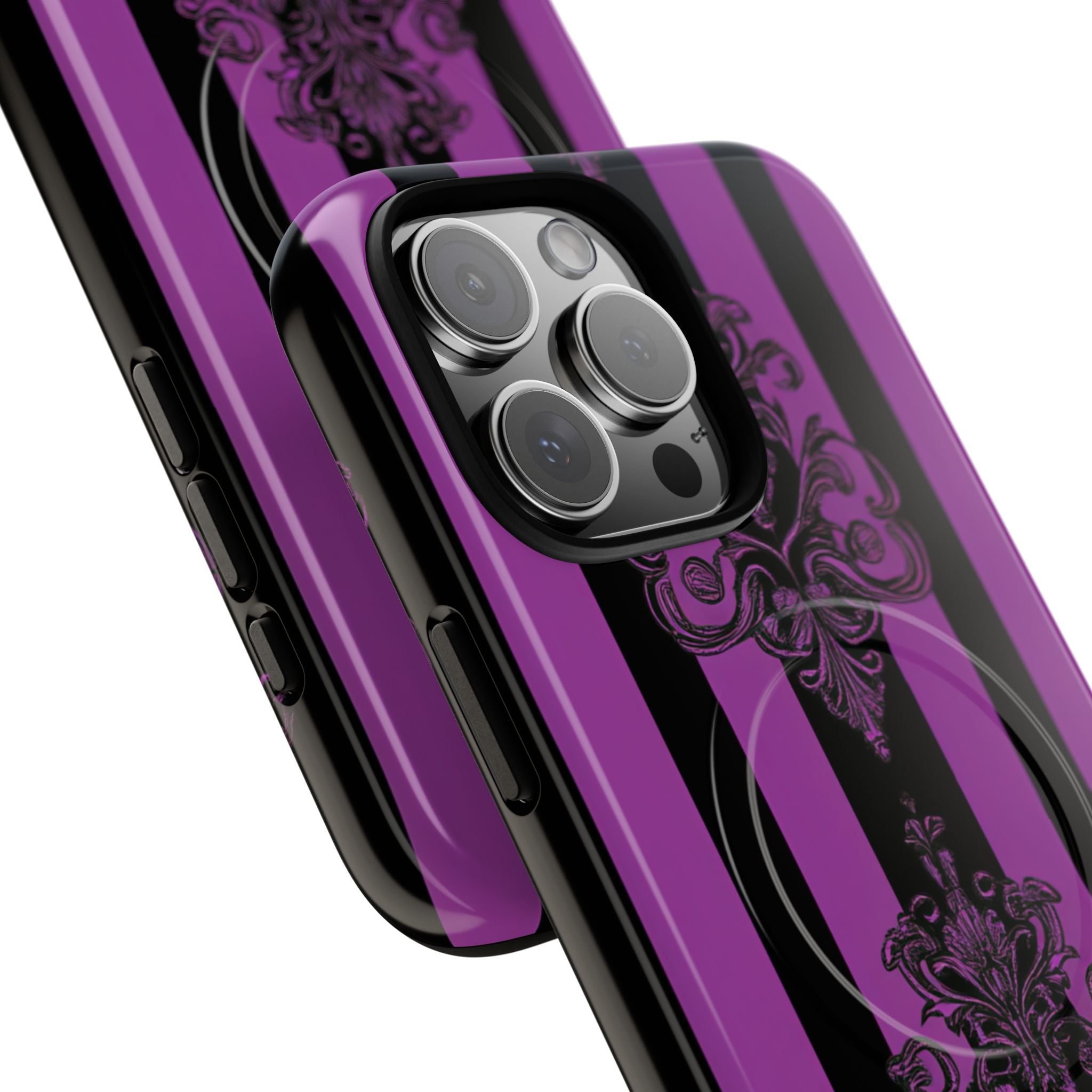 Gothic Elegance with Vertical Stripes and Ornamental Motifs iPhone 16  Tough+ Phone Case