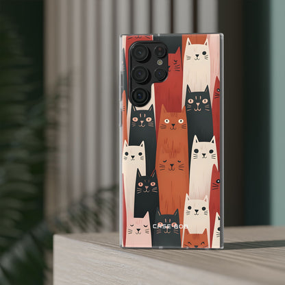 Elongated Cats Black Samsung S22 Ultra Case - Soft